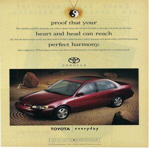1998 Toyota Corolla Proof that your heart and Vintage Magazine Print Ad/Poster